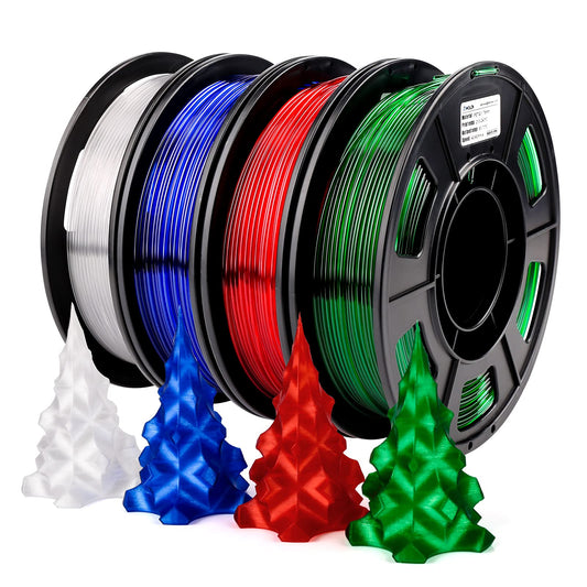AMOLEN 3D Printer Filament Bundle, PETG Filament 1.75mm,Transcucent Clear/White,Red,Green,Blue Filament,PETG Transparent Filamen