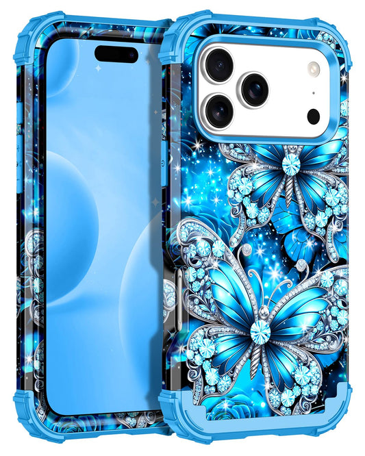 Casetego for iPhone 17 Pro Case,Glow in The Dark Three Layer Heavy Duty Sturdy Shockproof Full Protection Rugged Hard PC+Soft TP