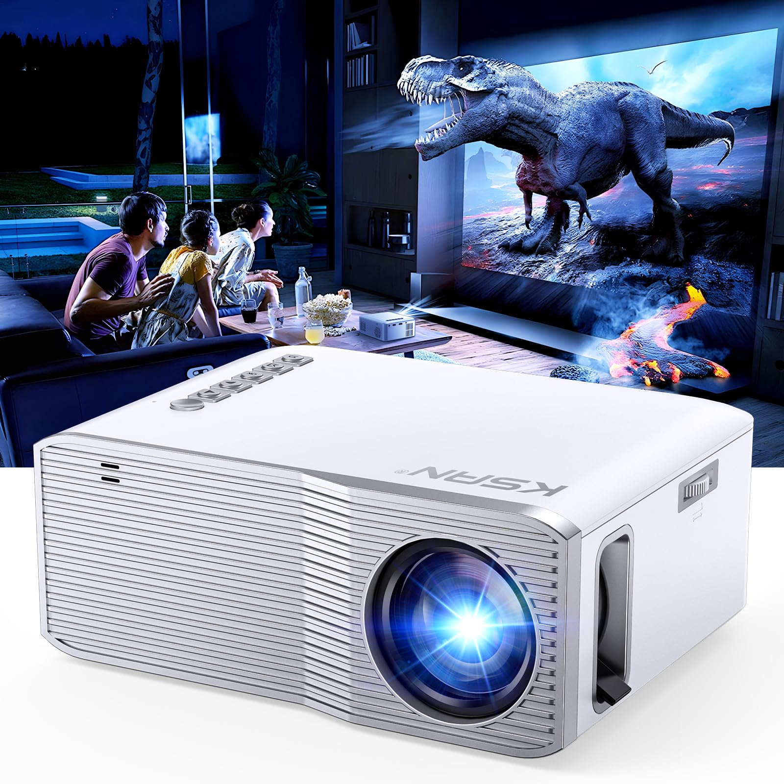 Projector with WiFi and Bluetooth, [Native 1080P Upgrade 240 ANSI] KSAN Portable Projector, Mini Movie Projector for Outdoor Use