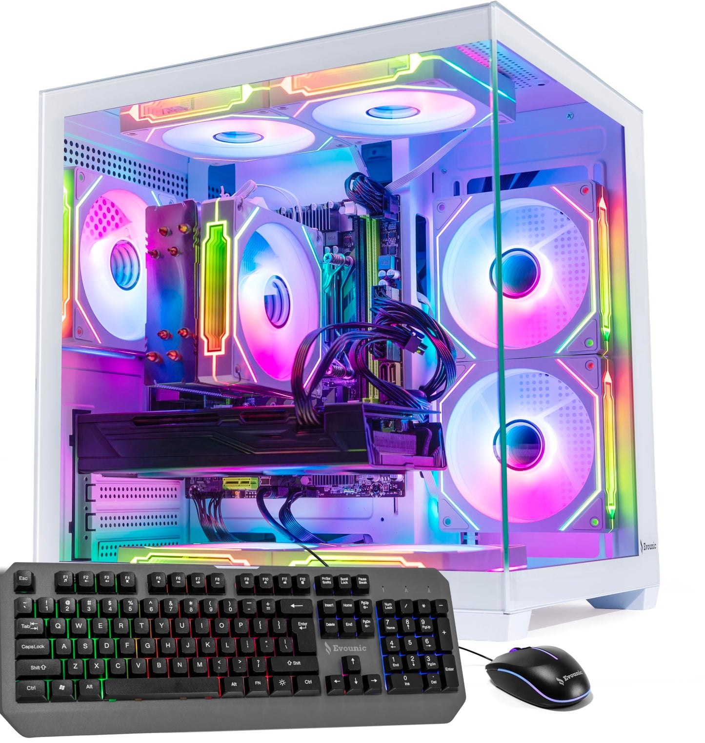 Evounic Gaming PC Computer Desktop - Ryzen 5 5500 up to 4.2GHz, GeForce GTX 1080 Ti 11GB GDDR5X, 16GB RAM, 1TB NVMe SSD, WiFi 6