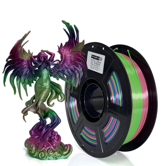 Stronghero3D PETG 3D Printer Filament 1.75mm,Silk Rainbow,High Speed Printing 500mm/s,Multi Color,Net Weight 1kg (2.2lbs)
