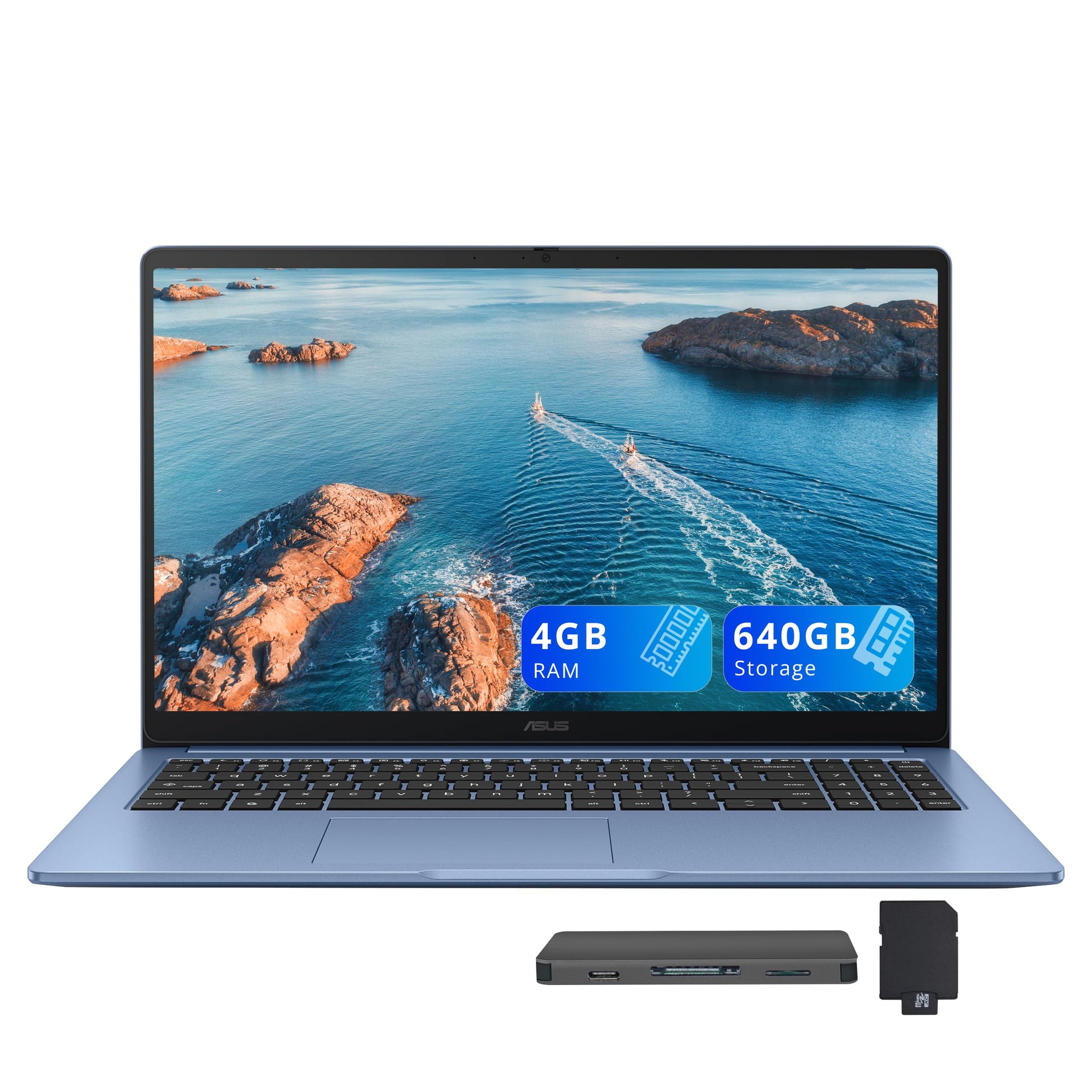 ASUS Chromebook CX15 15.6 FHD IPS Laptop, Intel Celeron N4500, 4GB RAM, 640GB Storage (128GB eMMC+512GB Docking Station Set), In