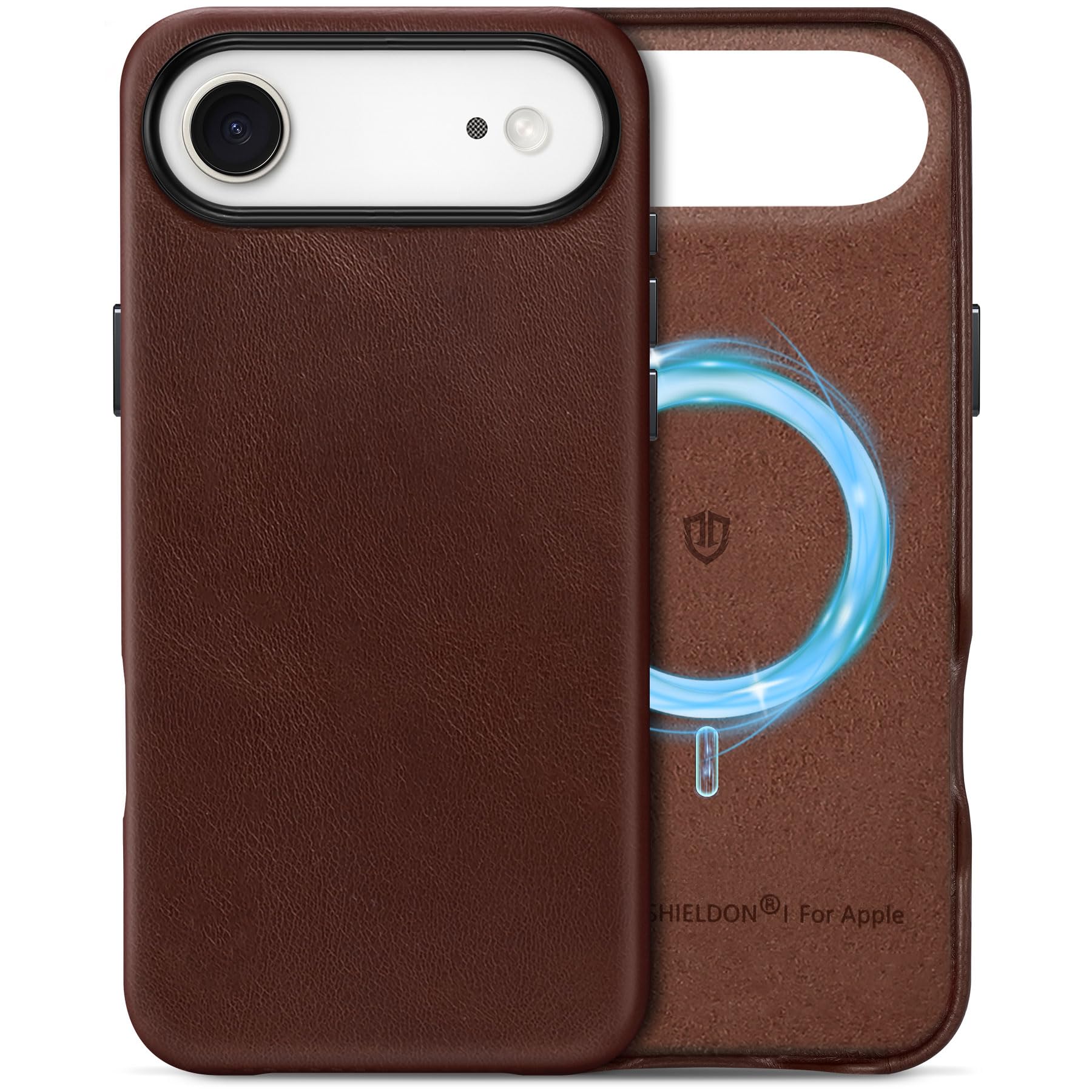 SHIELDON Leather Case for iPhone Air 6.5 Inch 2025 | Compatible with Magsafe | Magnetic Wireless Charging | Slim Fit | Shockproo