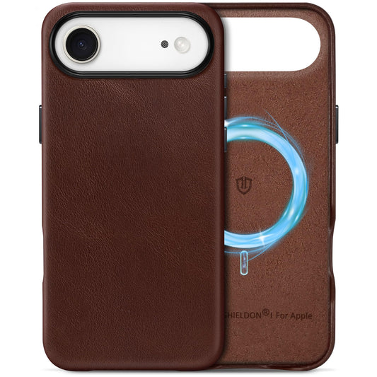 SHIELDON Leather Case for iPhone Air 6.5 Inch 2025 | Compatible with Magsafe | Magnetic Wireless Charging | Slim Fit | Shockproo