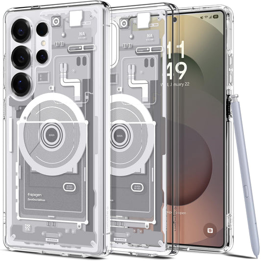 Spigen Ultra Hybrid MagFit Designed for Galaxy S25 Ultra Case [Qi2 Certified/Magnet for Galaxy] (2025) - Zero One White