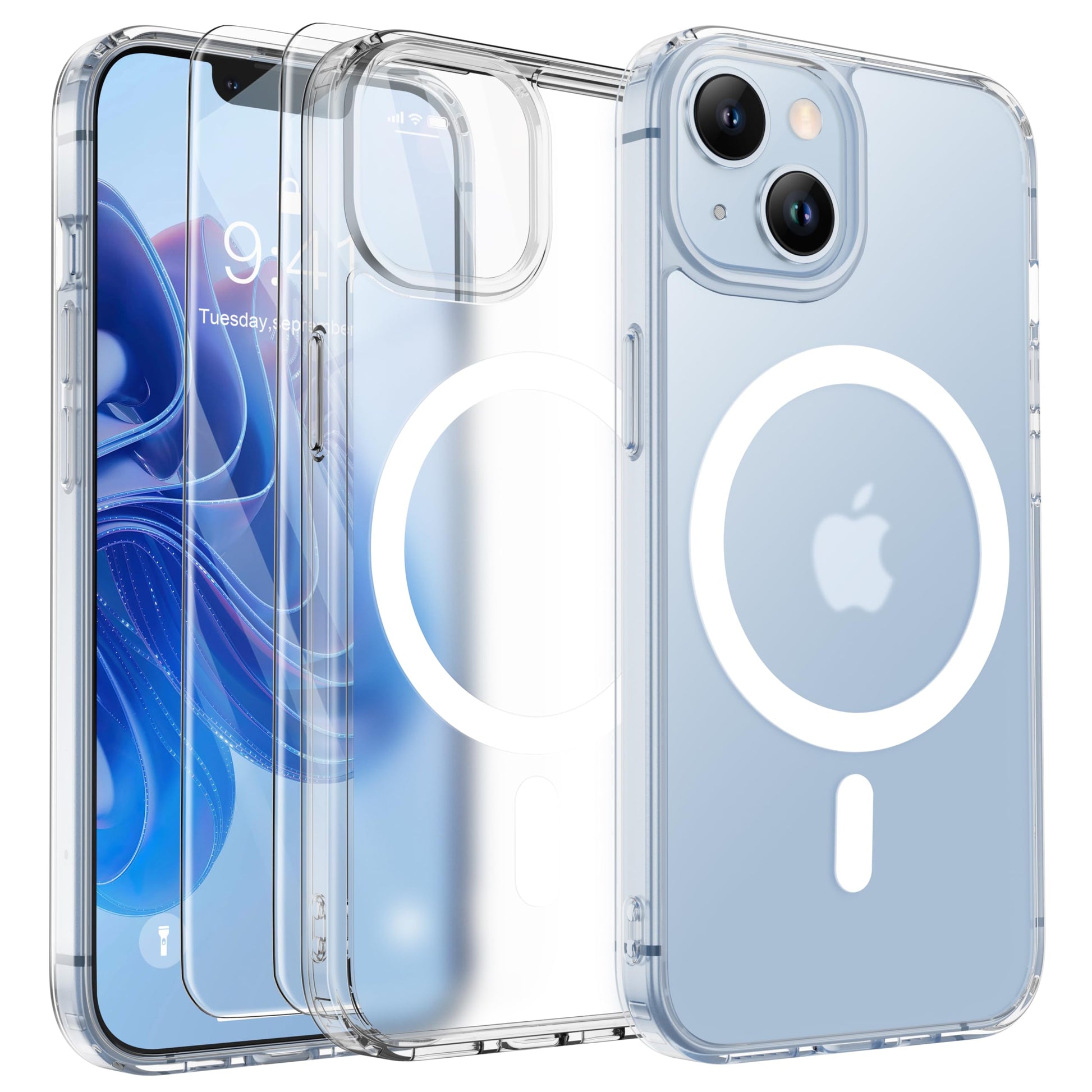 ORETECH Magnetic for iPhone 14 Case, [Compatible with Mag-Safe][2 Pcs Screen Protectors][15 FT Drop Protection], Translucent Sho