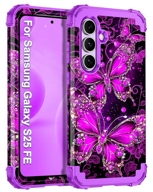 Casetego for Galaxy S25 FE Case,Glow in The Dark Three Layer Heavy Duty Sturdy Shockproof Full Protection Rugged Hard PC+Soft TP