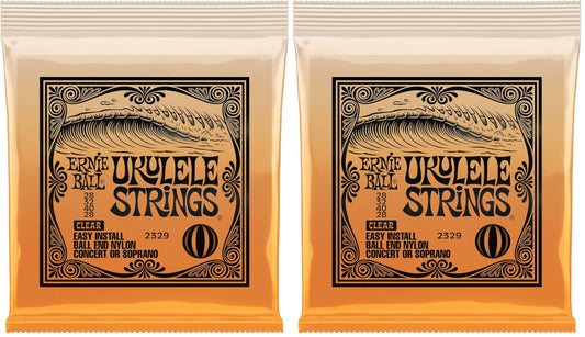 Ernie Ball Ukulele Ball End Nylon Strings, Clear (P02329) (Pack of 2)