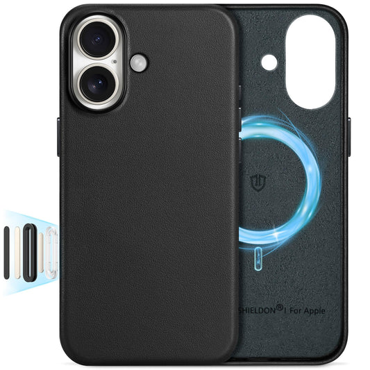 SHIELDON Genuine Leather Case for iPhone 17 6.3 Inch 2025 | Compatible with Magsafe, Camera Button Updated, Slim Magnetic Wirele