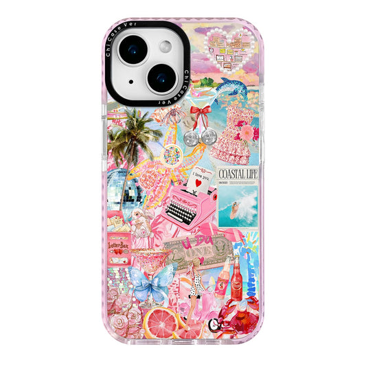 ChiCaseVer for iPhone 15 Plus Case, Coastal Life Pattern with Tropical Collage, Military-Grade Drop Protection, Trendy Soft Slim