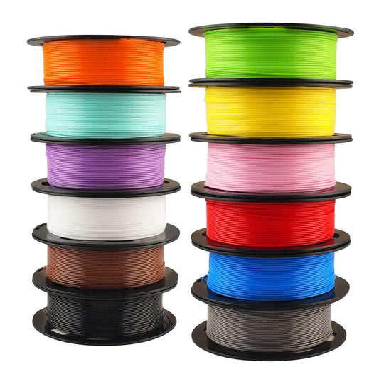 1.75mm 3D Printer Normal PLA Filament 12 Bundle, Most Popular Colors, 500g per Spool, 12 Spools Pack, Total 6kgs Material with O
