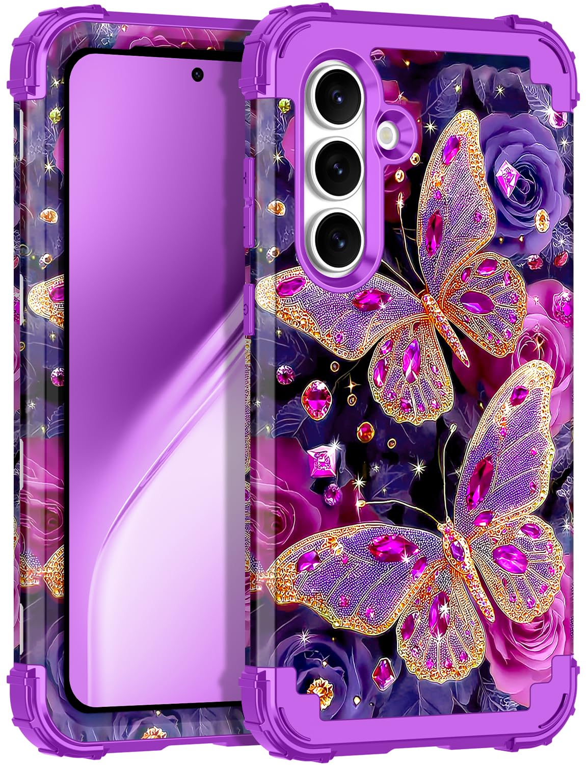 Rancase for Galaxy S25 FE Case,Three Layer Heavy Duty Shockproof Protection Hard Plastic Bumper +Soft Silicone Rubber Protective
