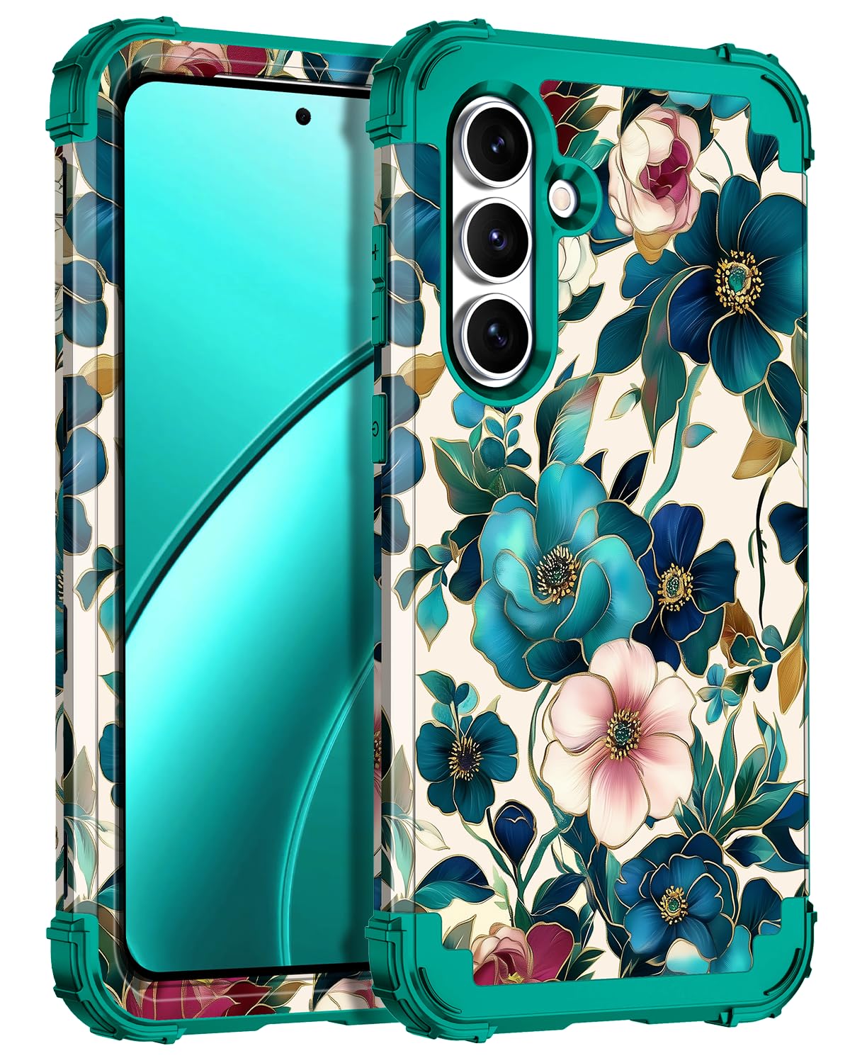 Hekodonk for Galaxy S25 FE Case,Three Layer Heavy Duty Shockproof Protection Hard Plastic+Soft Silicone Full Body Drop Protectiv