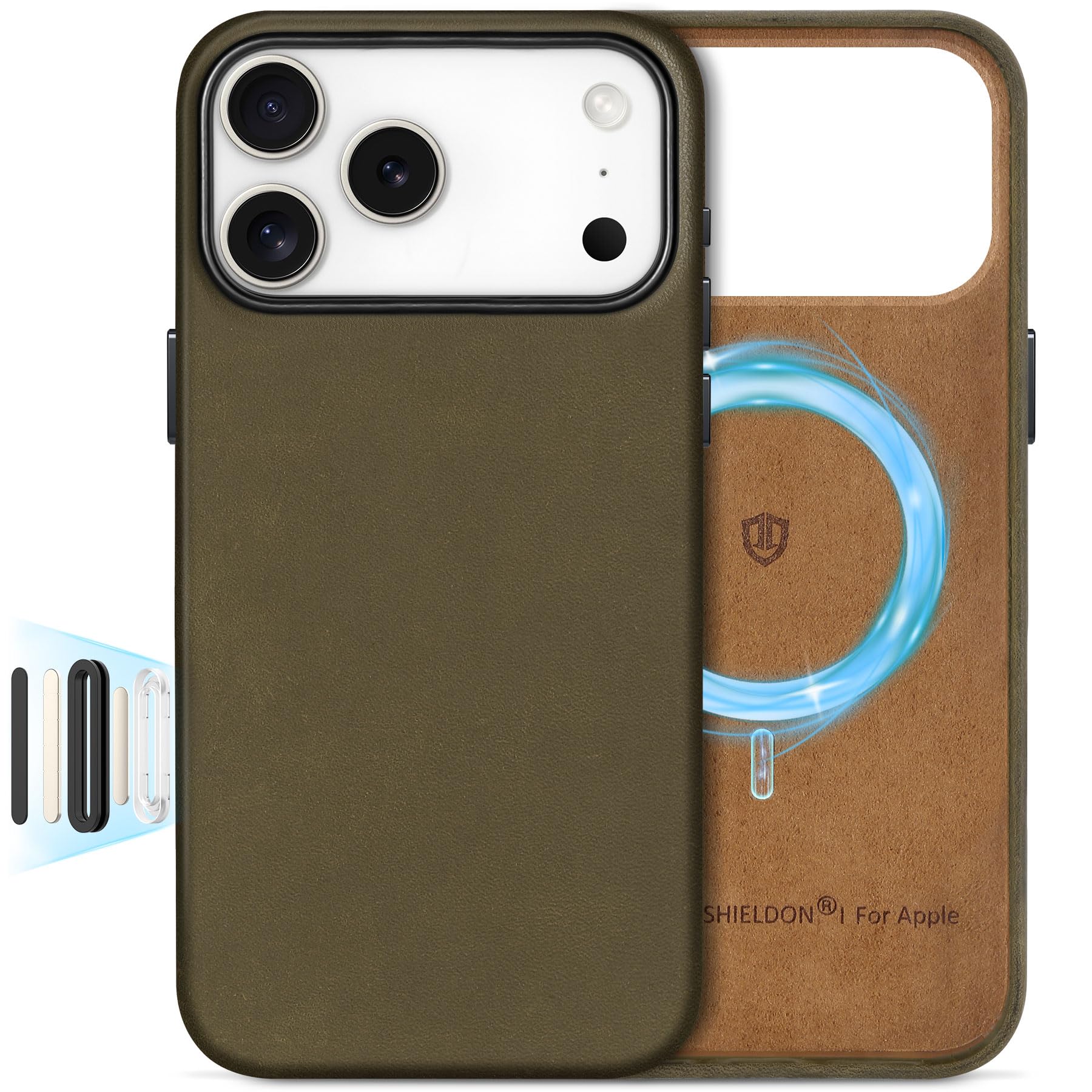SHIELDON Top Grain Crazy Horse Leather Case for iPhone 17 Pro Max 6.9  2025, [Camera Button Updated], Compatible with Magsafe, M