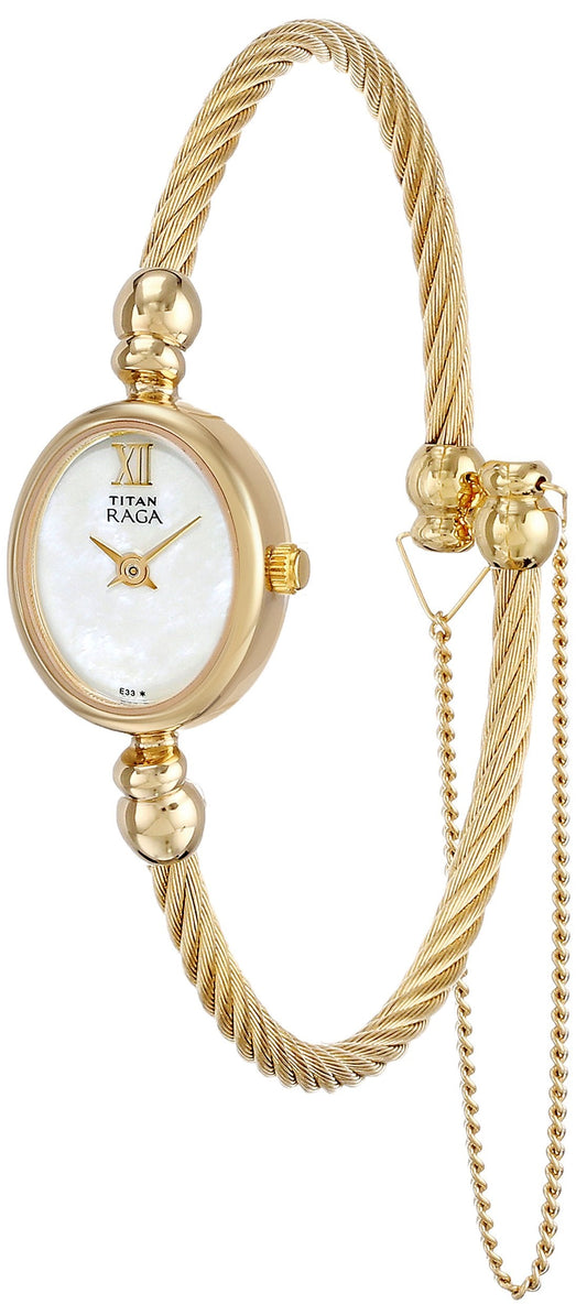 Titan WomenS Nj197Ym01 Raga Classic Dial Watch With Metal Case Analog Japanese Quartz Mother Of Pearl/Gold Watch