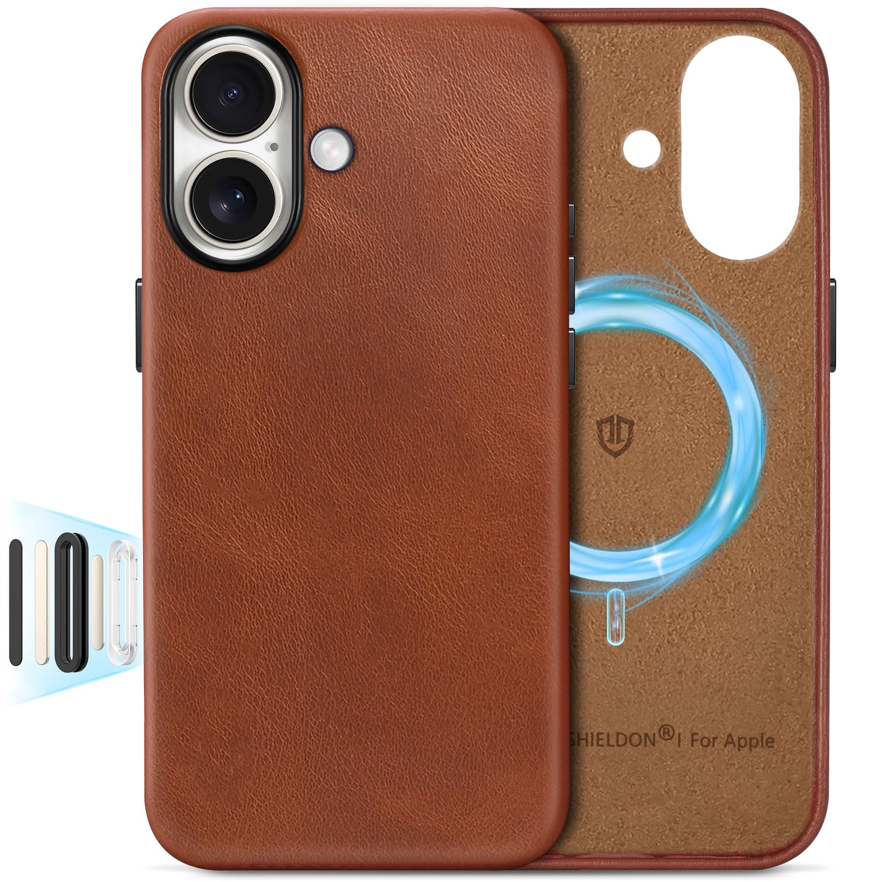 SHIELDON Genuine Leather Case for iPhone 17 6.3  2025, Compatible with Magsafe, [Updated Camera Button], Magnetic Wireless Charg