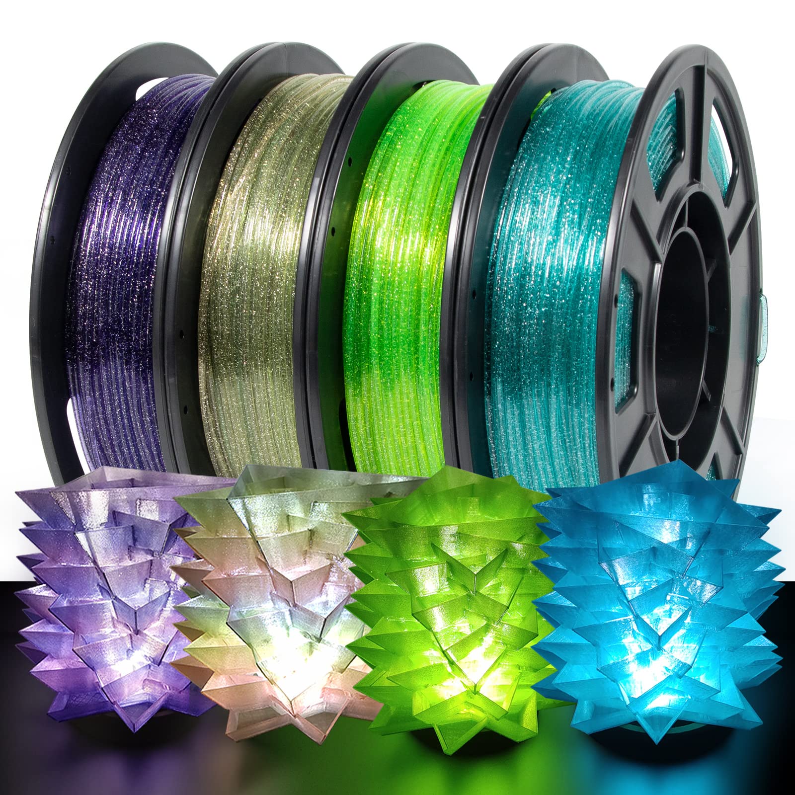 IEMAI PLA Filament 1.75mm Brown 1kg, Durable Transparent 3D Printer Filament with Galaxy Sparkle & Crystal Clear Finish for Hall