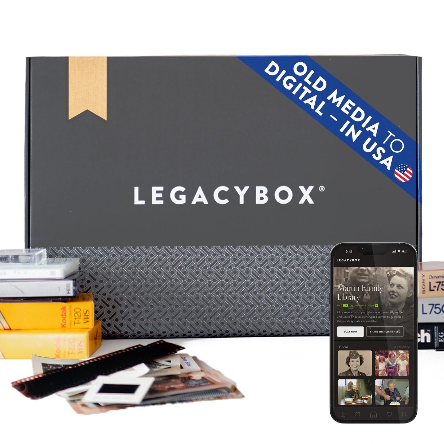 Legacybox 3 Items | Transfer Old Media to Digital | VHS to Digital Converter | Photo Scanner, Slides and Negatives | Camcorder T