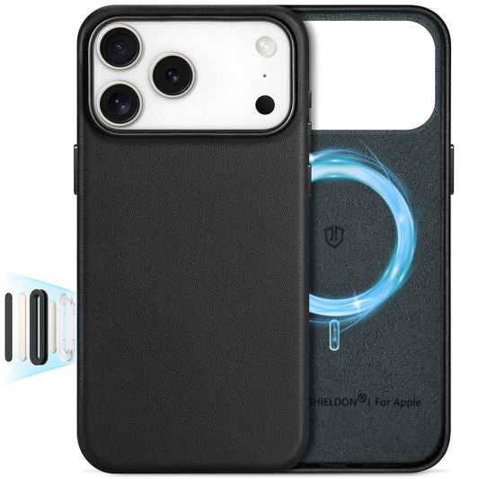 SHIELDON Genuine Leather Case for iPhone 17 Pro Max 6.9  2025, Compatible with Magsafe, Updated Camera Button, Slim Magnetic Wir