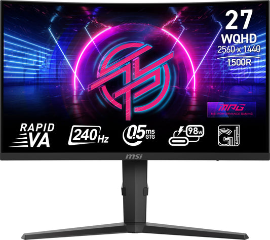msi MPG 275CQRXF 27-inch 2560 x 1440 (QHD) Computer Monitor, 240Hz, Adaptive-Sync, HDR Ready, HDMI, VGA Port, Display Port,VESA