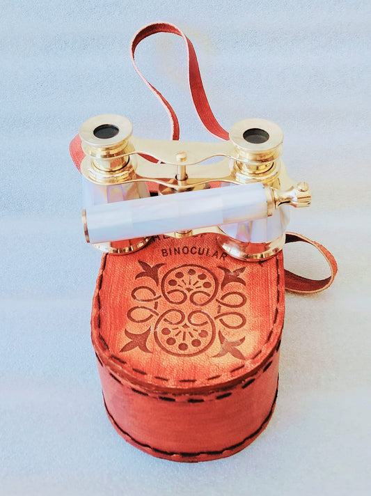 Binoculars Brass Opera Glass Handmade Nautical with Leather Box Design Gifts for Love Womens Day, Father Day, Musical Concert O