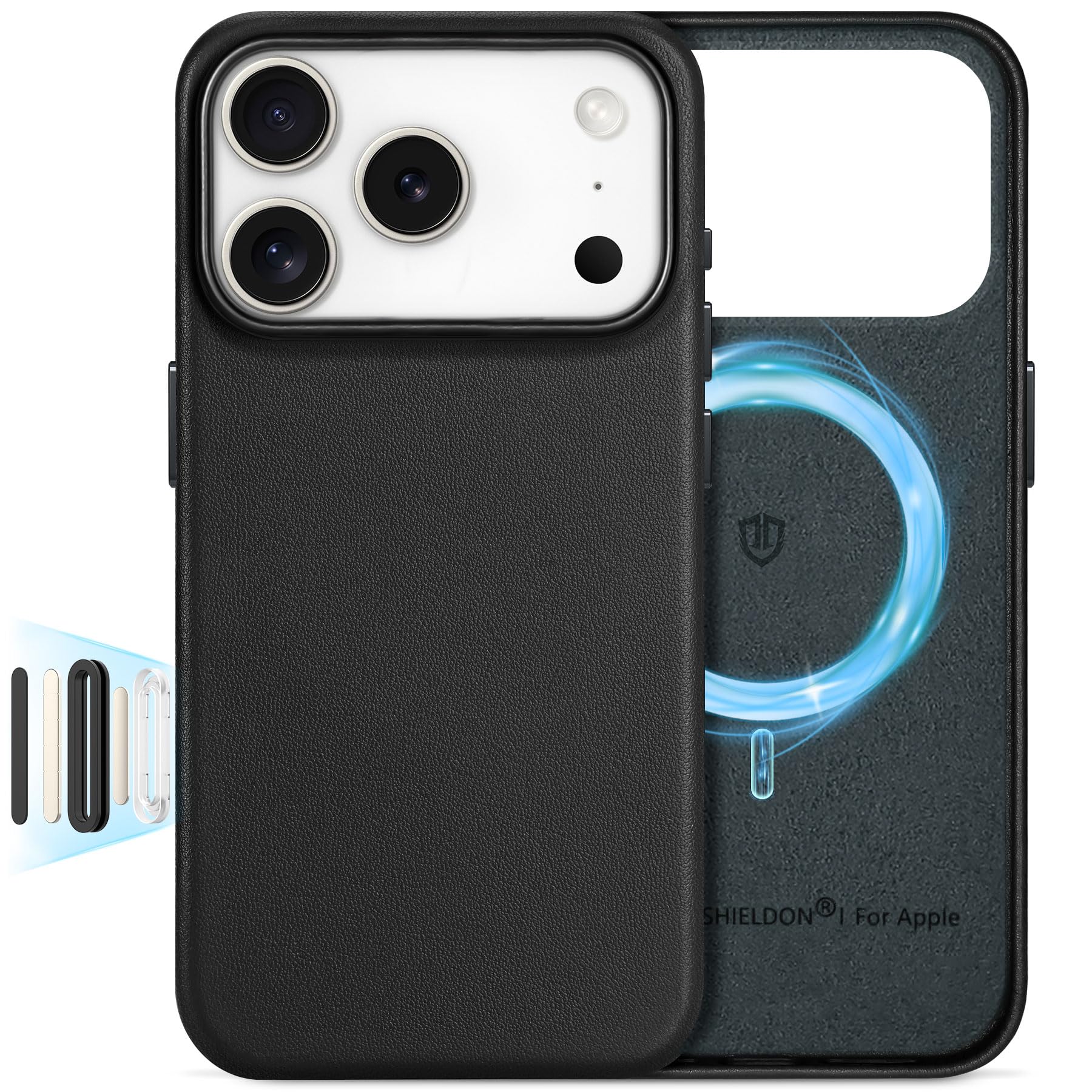 SHIELDON Genuine Leather Case for iPhone 17 Pro 6.3 Inch 2025 | Compatible with Magsafe, [Camera Button Updated], Magnetic Wirel