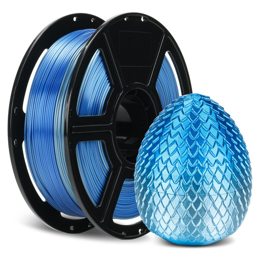 FLASHFORGE Silk Dual Color Filament, Blue to Silver Gradient, Smooth Color-Changing 3D Printer Filament 1kg (2.2lbs) Spool, 3D P