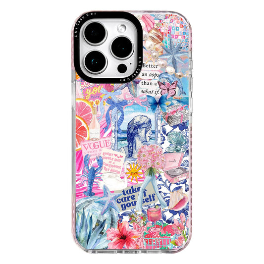 ChiCaseVer for iPhone 16 Pro Max Case, Coastal Collage Pattern, Military-Grade Drop Protection, Seaside Daydream Soft Slim TPU P