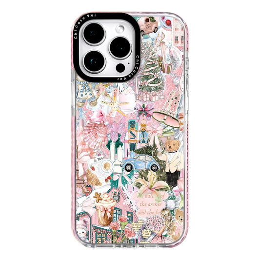 ChiCaseVer for iPhone 13 Pro Max Case, Pink Nutcracker Ballet Collage Pattern with Teddy Bears & Girly Cozy Vibes, Trendy Girly
