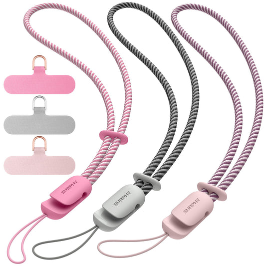 SURPHY 3 Pack Phone Wrist Strap with CellPhone Tether Tab, Cellphone Lanyard, Phone Strap with 2-Color Braided, Wrist Lanyard (P