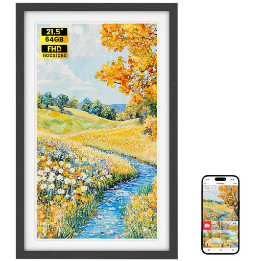 BIGASUO Digital Picture Frame Frameo 21.5 Large 1920 x 1080 IPS FHD WiFi Electronic Photo Frames 64GB Touch Screen Share Moments