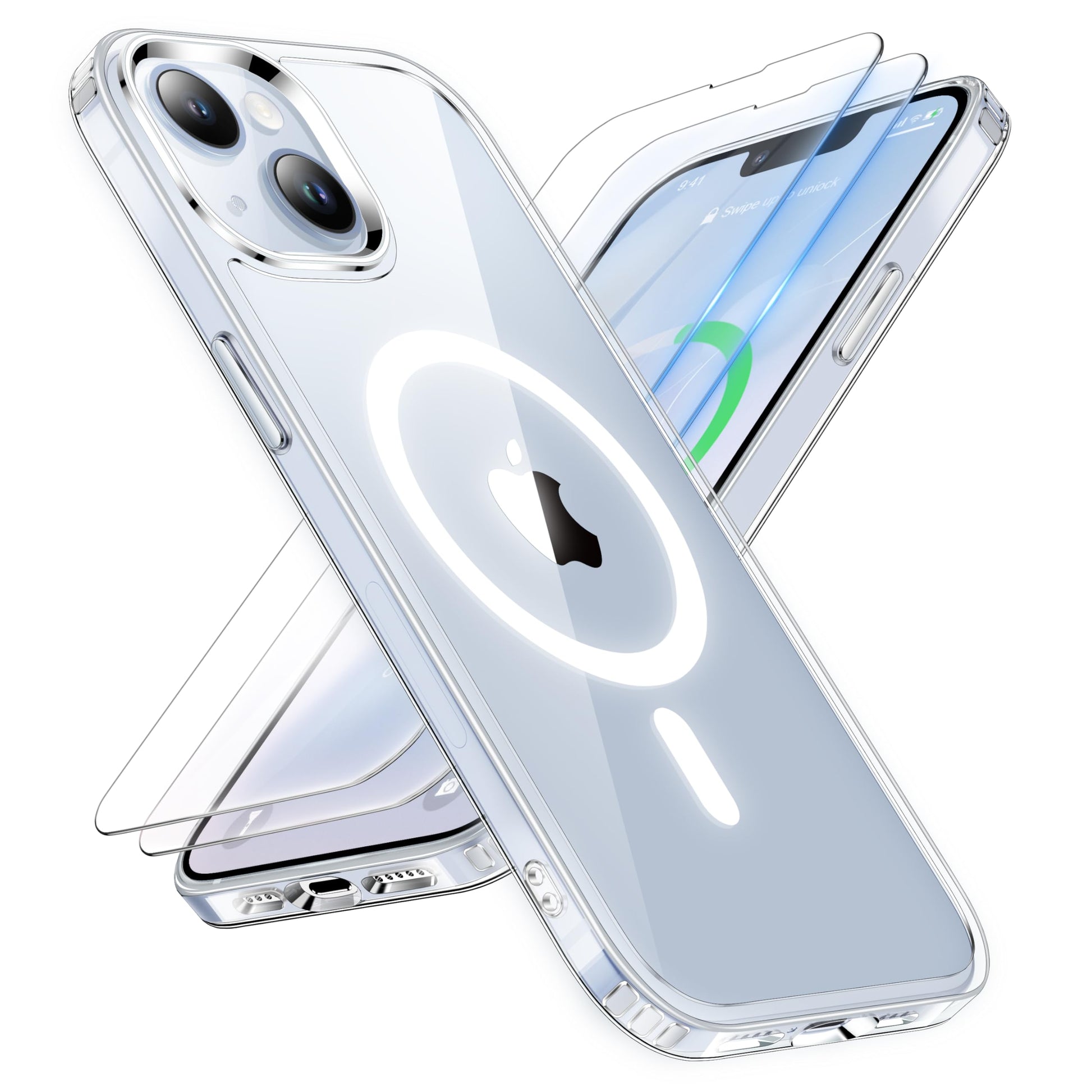 ORETECH Magnetic for iPhone 14 Case, [Compatible with Mag-Safe][2 Pcs Screen Protectors][15 FT Drop Protection], Transparent Bac