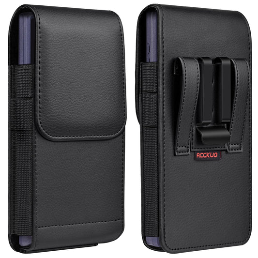 ACCKUO Leather Phone Holster with Strong Metal Belt Clip and Magnetic Closure Compatible with Samsung Galaxy S25/S24/S23/S22/S21
