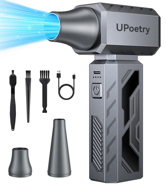 UPoetry Compressed Air Duster, 130000RPM Electric Air Duster Brushless Motor with Stepless Speed Adjustable, Rechargeable Fast C