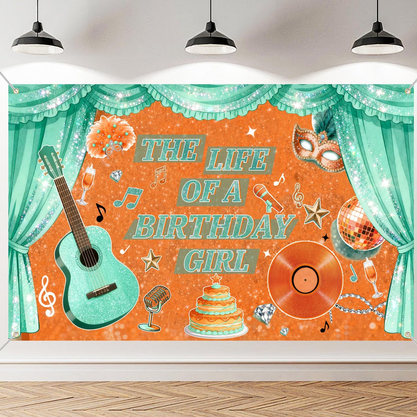 The Life of A Birthday Girl Party Decorations in My Showgirl Era Backdrop Showgirl Birthday Party Decorations Orange and Green S