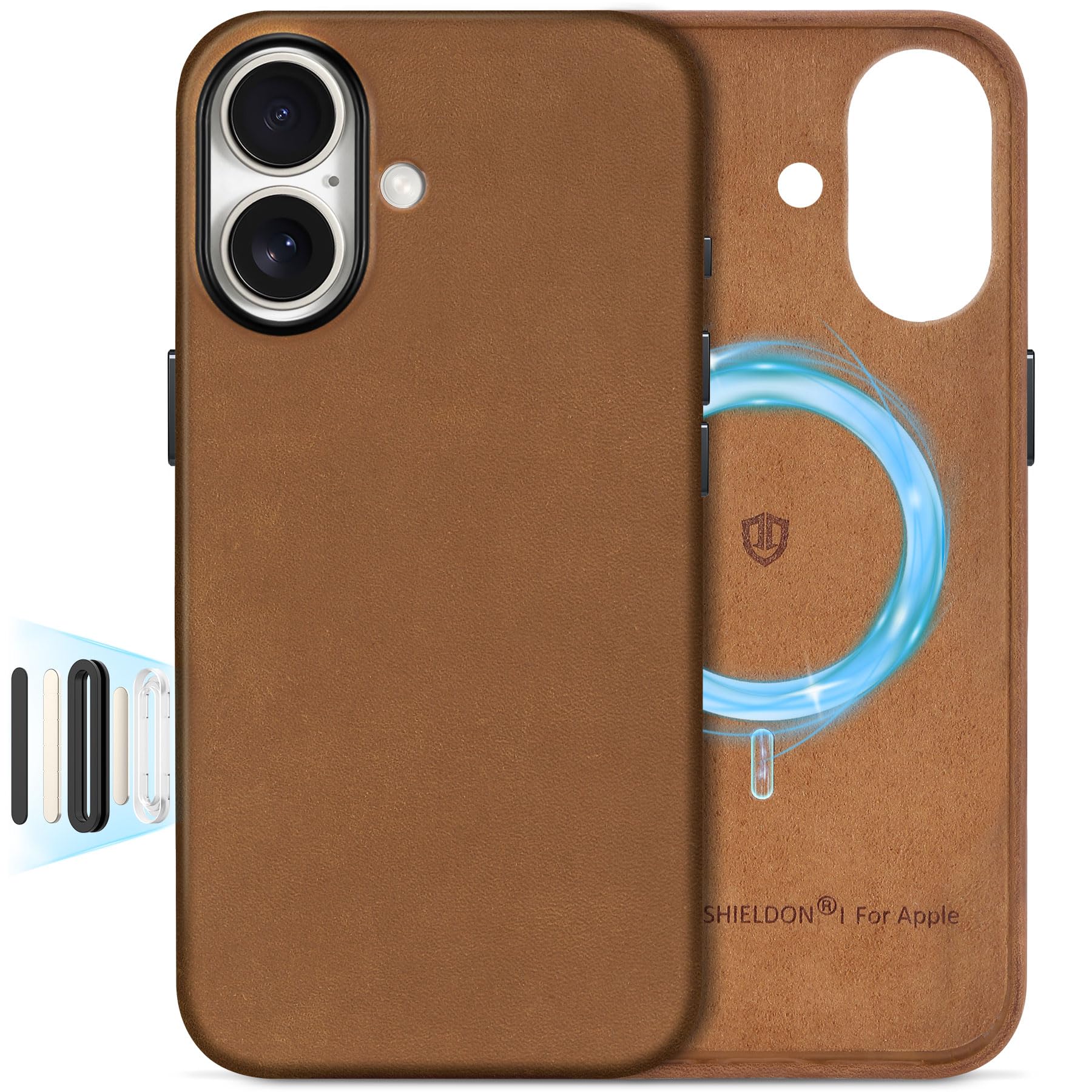 SHIELDON Case for iPhone 17 6.3  2025 | Top Grain Crazy Horse Leather | Compatible with Magsafe | Magnetic Wireless Charging | C