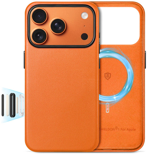 SHIELDON Genuine Leather Case for iPhone 17 Pro 6.3 Inch 2025 | Compatible with Magsafe, Updated Camera Button, Magnetic Wireles