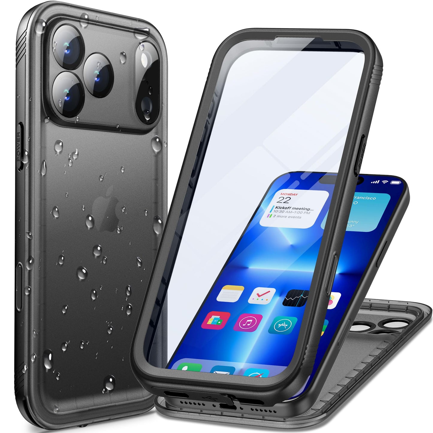 Cozycase TOP Waterproof Case for iPhone 17 Pro Max - Military Heavy Duty 360 Shockproof Full Body with Screen Camera Protector D