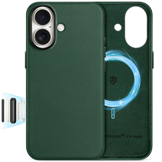 SHIELDON Genuine Leather Case for iPhone 17 6.3  2025 | Compatible with Magsafe, [Camera Button Updated], Magnetic Wireless Char