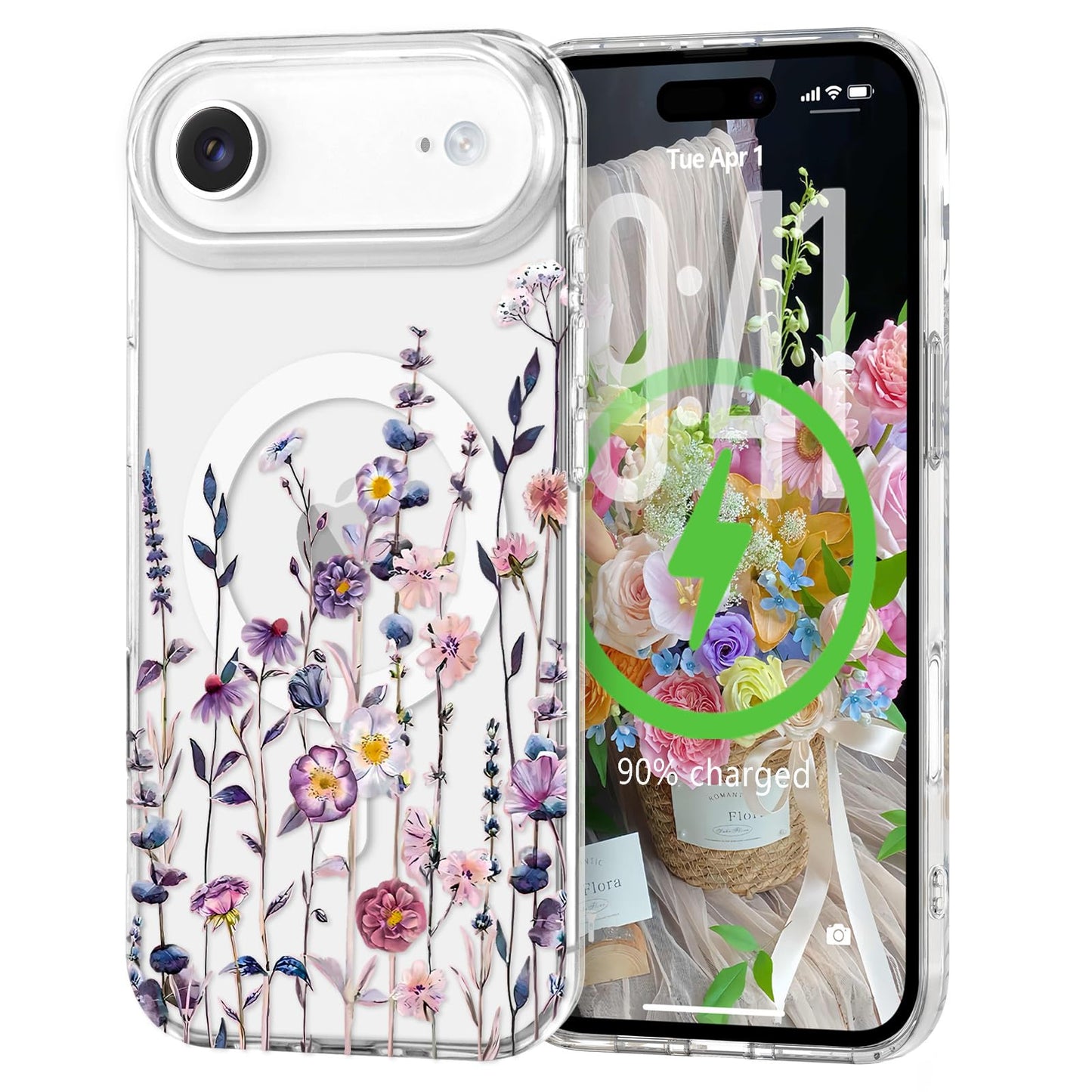 L-FADNUT for iPhone Air Case [Compatible with Magsafe], Cute Flower Girls Women Clear Cover Silicone Shockproof Protective Cover