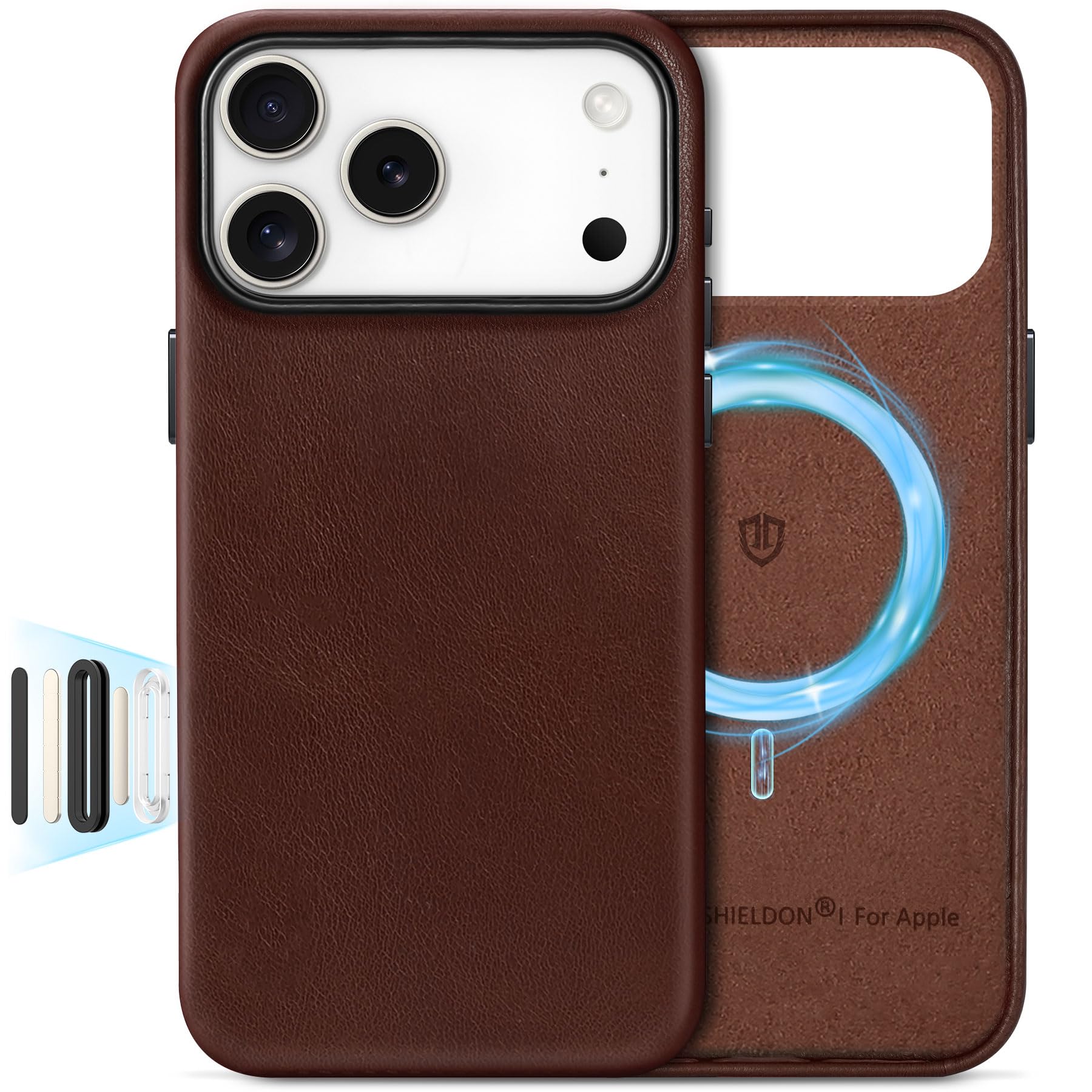 SHIELDON Leather Case for iPhone 17 Pro Max 6.9 Inch 2025 | [Camera Button Updated] | Compatible with Magsafe | Magnetic Wireles