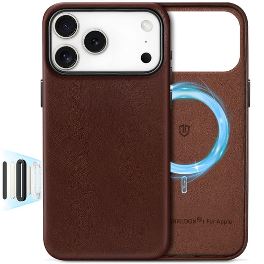 SHIELDON Leather Case for iPhone 17 Pro Max 6.9 Inch 2025 | [Camera Button Updated] | Compatible with Magsafe | Magnetic Wireles