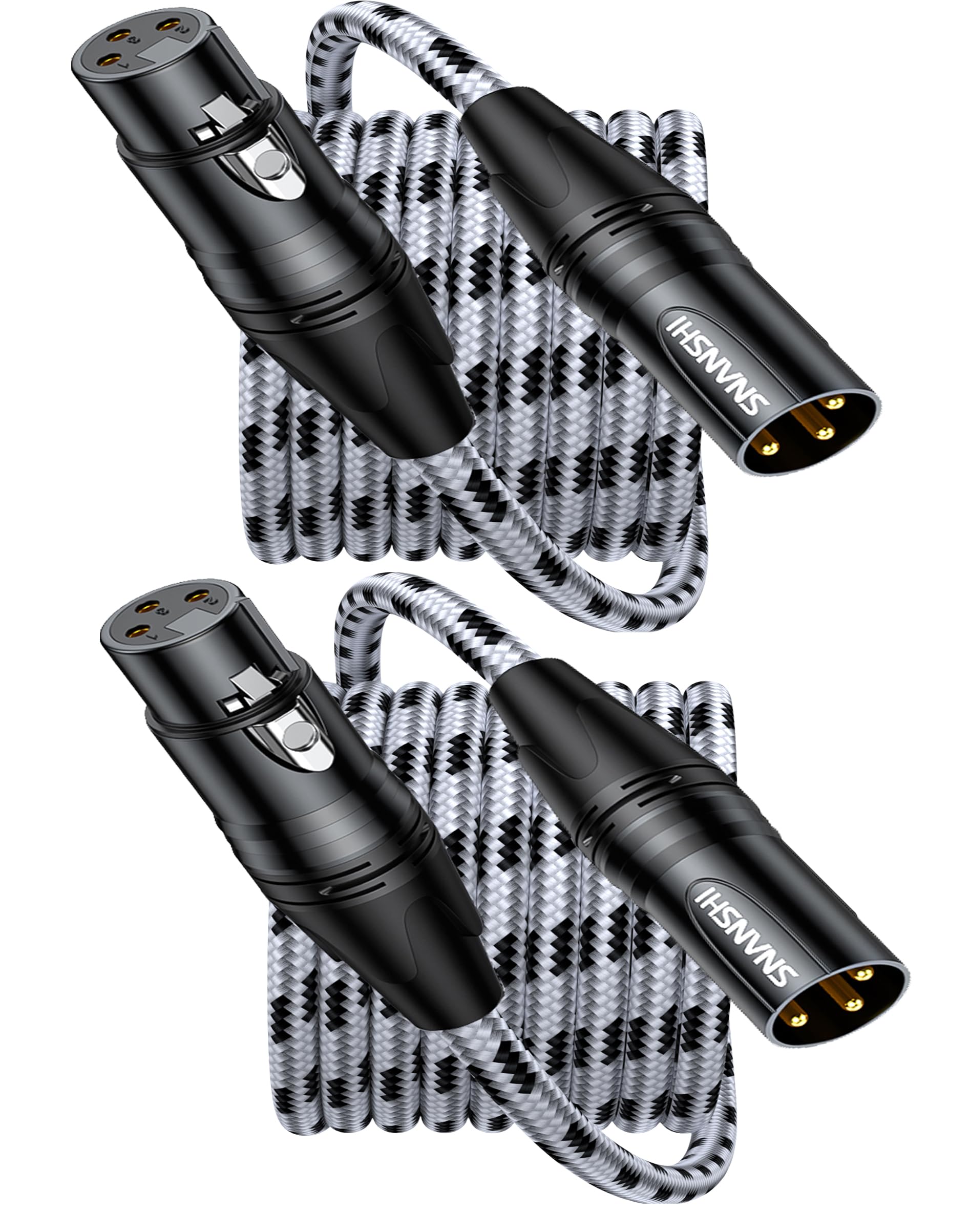 SNANSHI XLR Cables, 20ft - Balanced XLR Microphone Cable with Oxygen-Free Copper, Dual Shielding, Gold-Plated Connectors, and Ny
