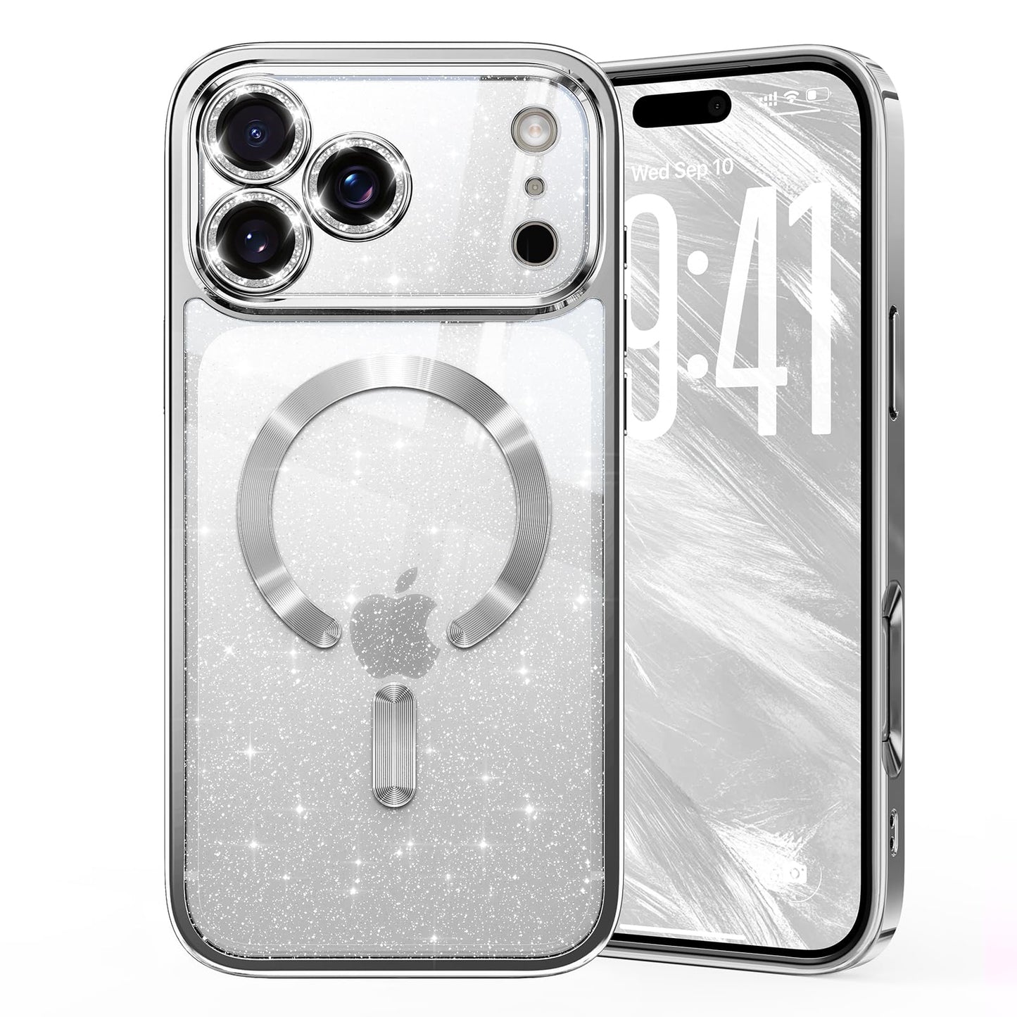 Glitter for iPhone 17 Pro Max Case with Eye-catching Integrated Lens Protection, [Seamless Work with Magsafe] [Sparkly Bling Bac