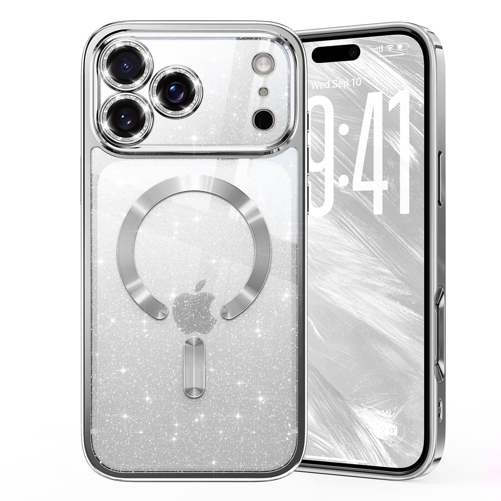 Glitter for iPhone 17 Pro Max Case with Eye-catching Integrated Lens Protection, [Seamless Work with Magsafe] [Sparkly Bling Bac