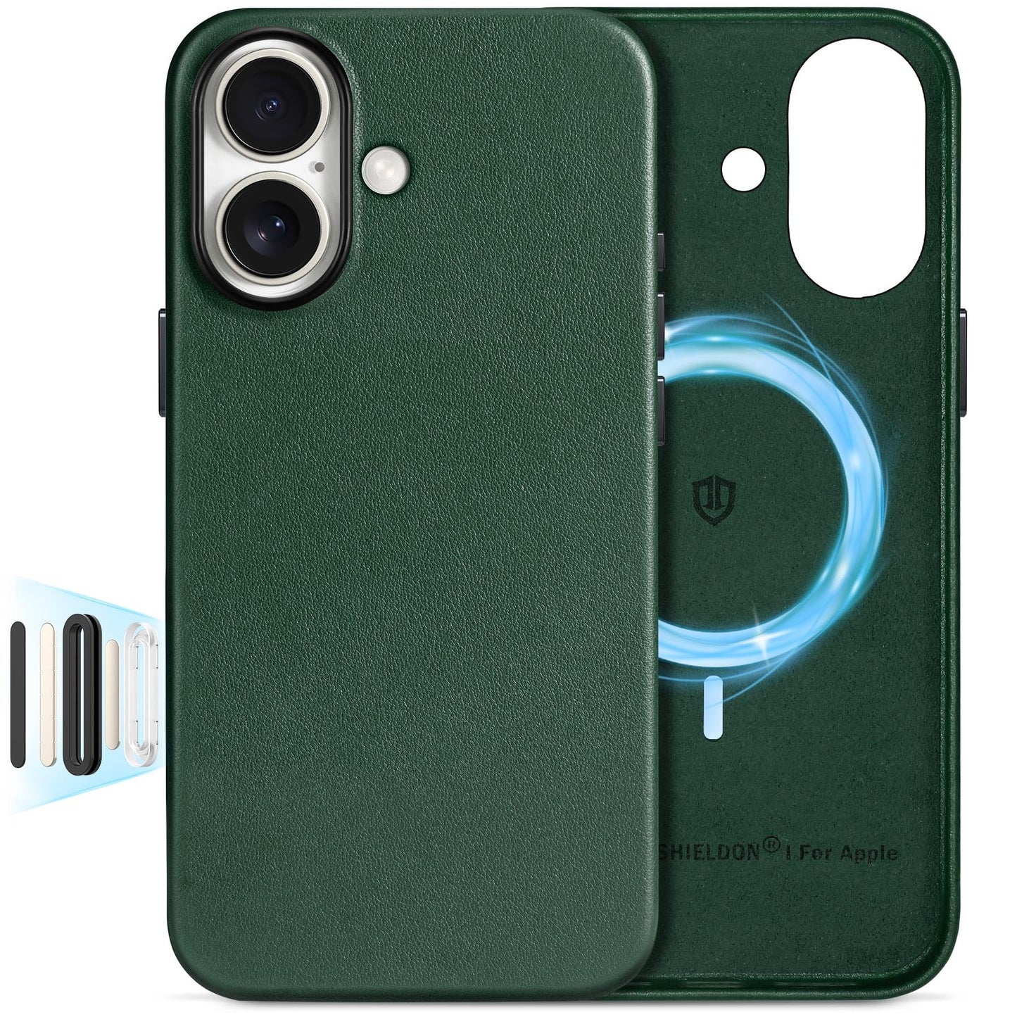 SHIELDON Genuine Leather Case for iPhone 16 6.1, [Camera Button Updated], Compatible with MagSafe, Magnetic Wireless Charging No
