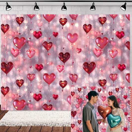 Valentines Day Backdrop, Pink Red Glitter Heart Valentines Photo Backdrops for Photography, Galentines Day Photography Backdrop