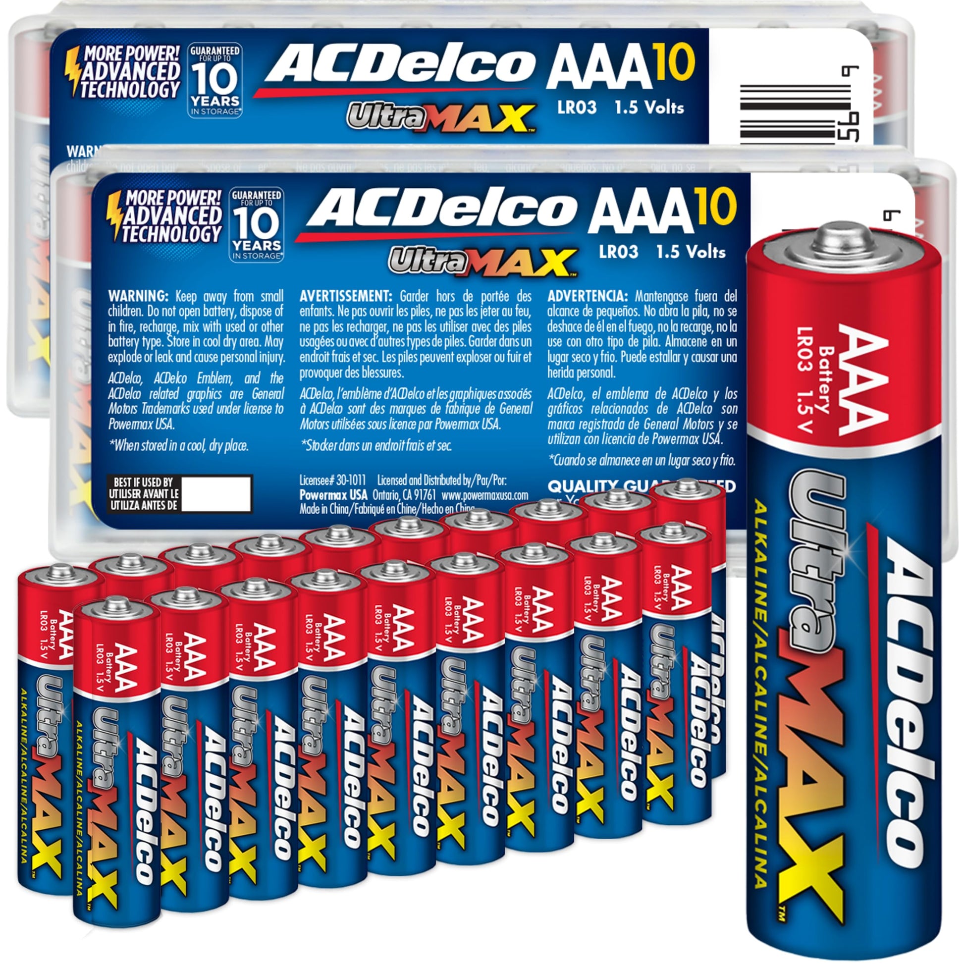 ACDelco UltraMAX 20-Count Triple AAA Batteries, Alkaline Battery with Advanced Technology for Home and Office, 10-Year Shelf Lif
