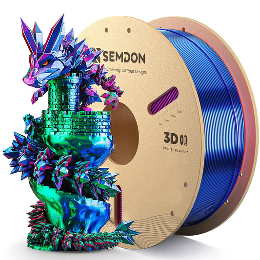 Semdon 1.75mm PLA Bundle 1kg Silk Multicolor Coextrusion Tricolor Bicolor Dualcolor Spool, 3D Printer Filament Dimensional Accur