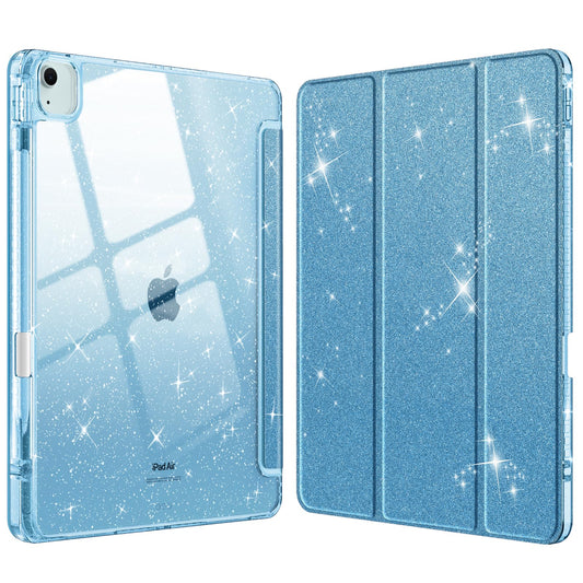 Fintie Hybrid Slim Case for iPad Air 13-inch (M3) 2025, (M2) 2024 - [Built-in Pencil Holder] Shockproof Cover with Clear Transpa
